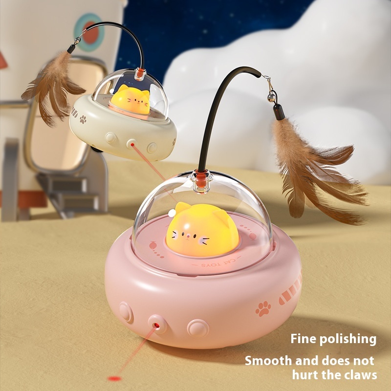 Smart Teaser Cat Toy Electric UFO Cat Teaser Stick With Bell Training Pet Toys Replaceable Feather Interactive Cat Supplies Pet Supplies Pets Products - Image 6