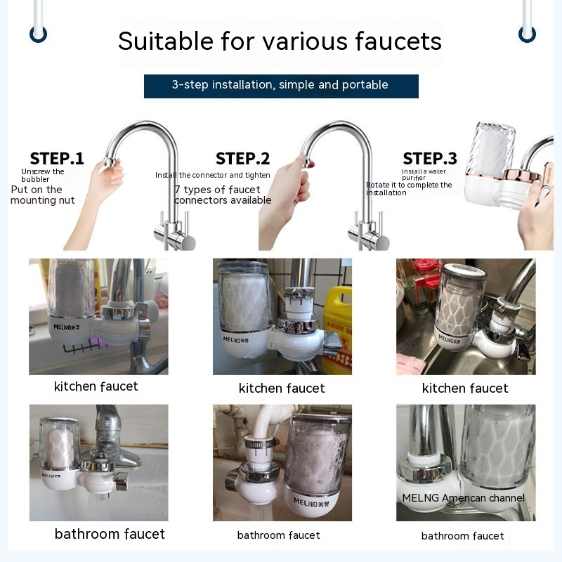 Faucet Water Purifier Filter Household Kitchen Tap Water Water Filter Kitchen And Bathroom Dual-use Front Water Purifier - Image 7