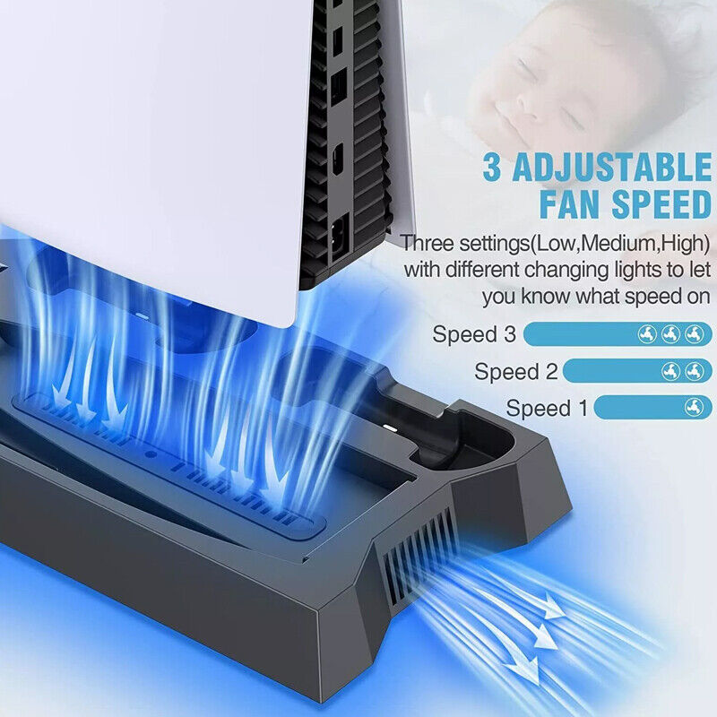 PS5 Vertical Cooling Fan Stand Controller Charger Station For Playstation 5 - Image 9