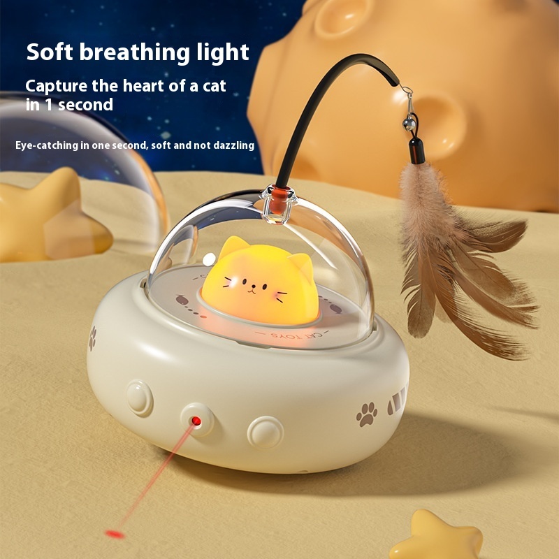 Smart Teaser Cat Toy Electric UFO Cat Teaser Stick With Bell Training Pet Toys Replaceable Feather Interactive Cat Supplies Pet Supplies Pets Products - Image 7