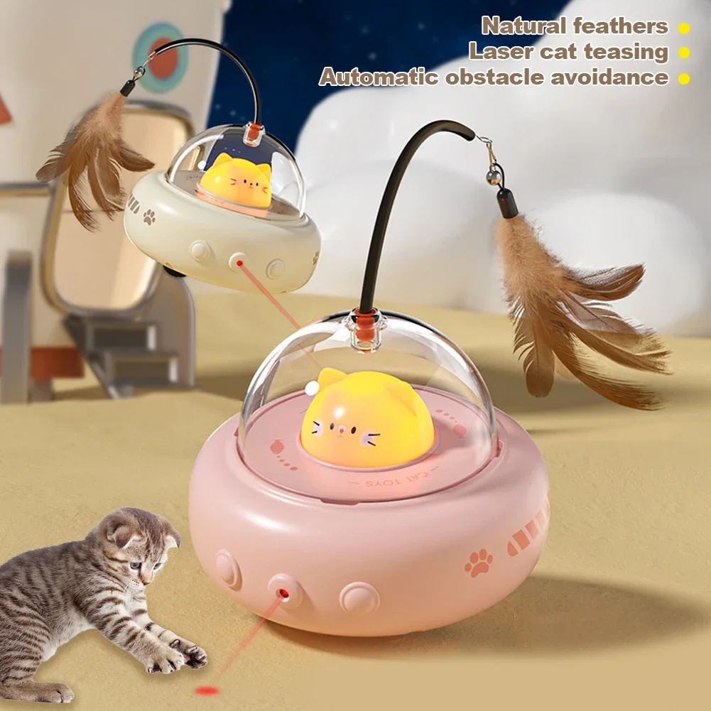 Smart Teaser Cat Toy Electric UFO Cat Teaser Stick With Bell Training Pet Toys Replaceable Feather Interactive Cat Supplies Pet Supplies Pets Products - Image 5