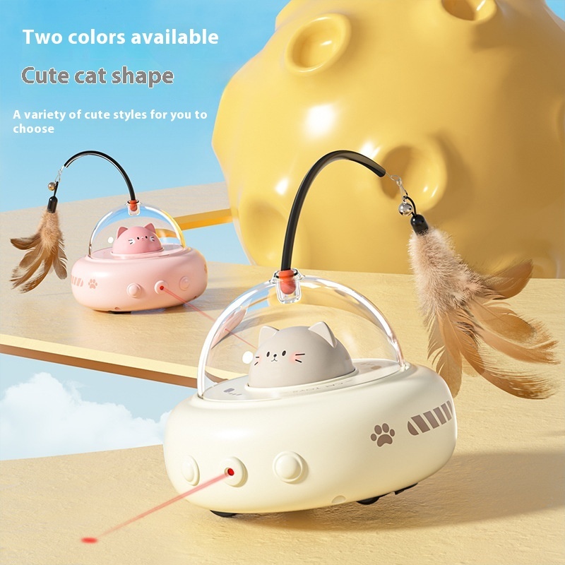 Smart Teaser Cat Toy Electric UFO Cat Teaser Stick With Bell Training Pet Toys Replaceable Feather Interactive Cat Supplies Pet Supplies Pets Products - Image 2