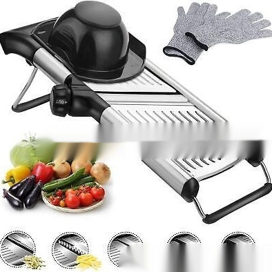 Stainless Steel Chopper Set Mandolin Grater Slicer Cut Resistant Gloves - Image 2