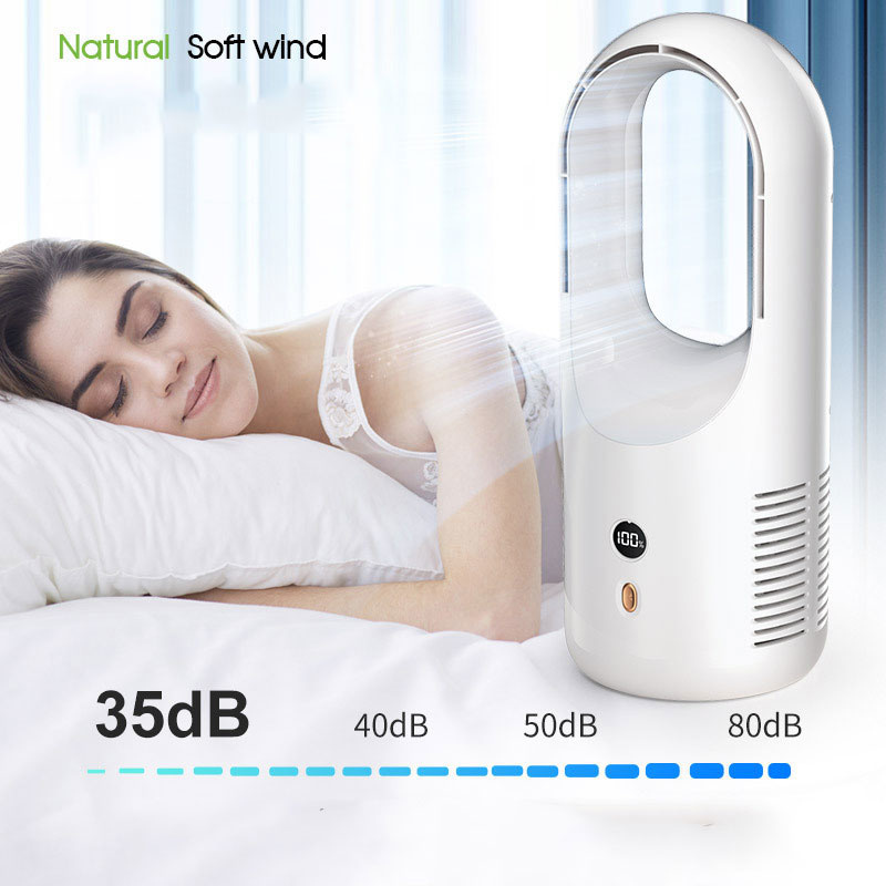 Electric Bladeless Fan Cooler Desktop Portable Usb Rechargable Air Cooling Fan Wireless Led Display Silent 360 Circulation - Image 10