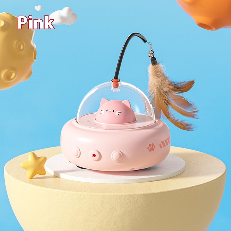 Smart Teaser Cat Toy Electric UFO Cat Teaser Stick With Bell Training Pet Toys Replaceable Feather Interactive Cat Supplies Pet Supplies Pets Products - Image 4