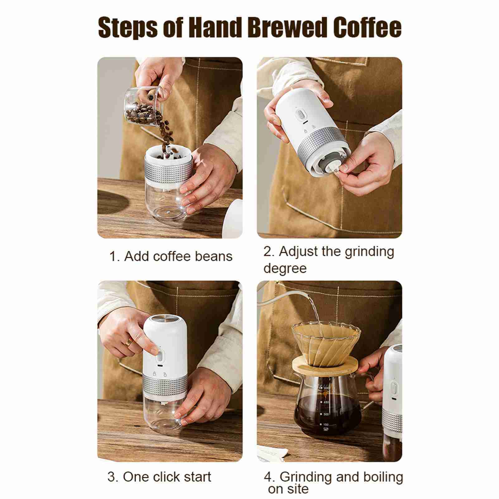 Coffee Grinder Adjustable Grinding Auto Stop USB Rechargeable Electric Coffee Bean Grinder For Household - Image 3