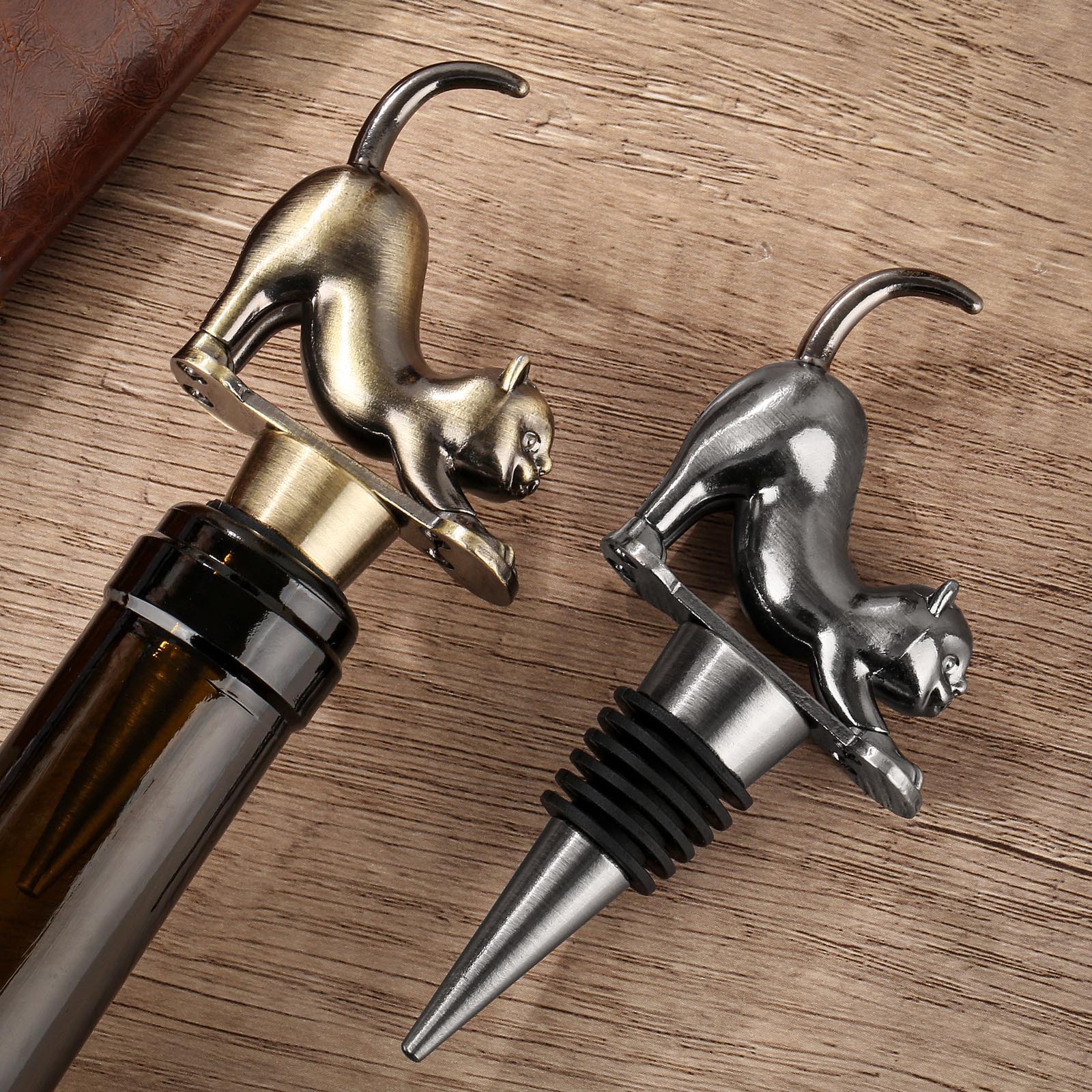 Elegant Upturned Cat Shaped Red Wine Stopper Set With Metallic Luster Bottle Stopper Gift Box, High-end Accessories For Wine Enthusiasts, A Must-have Set For Wine Collectors - Image 10