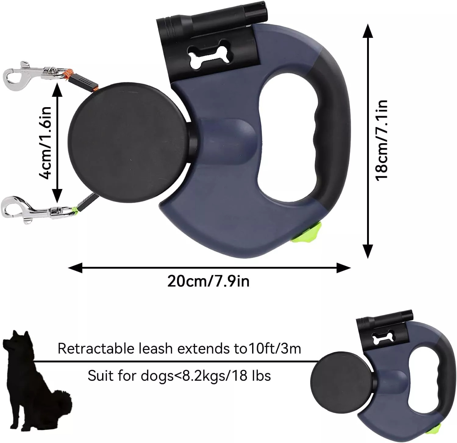 Retractable Lead Leash Double Dual Doggie 2 Dog 50 Pounds For Pet - Image 9