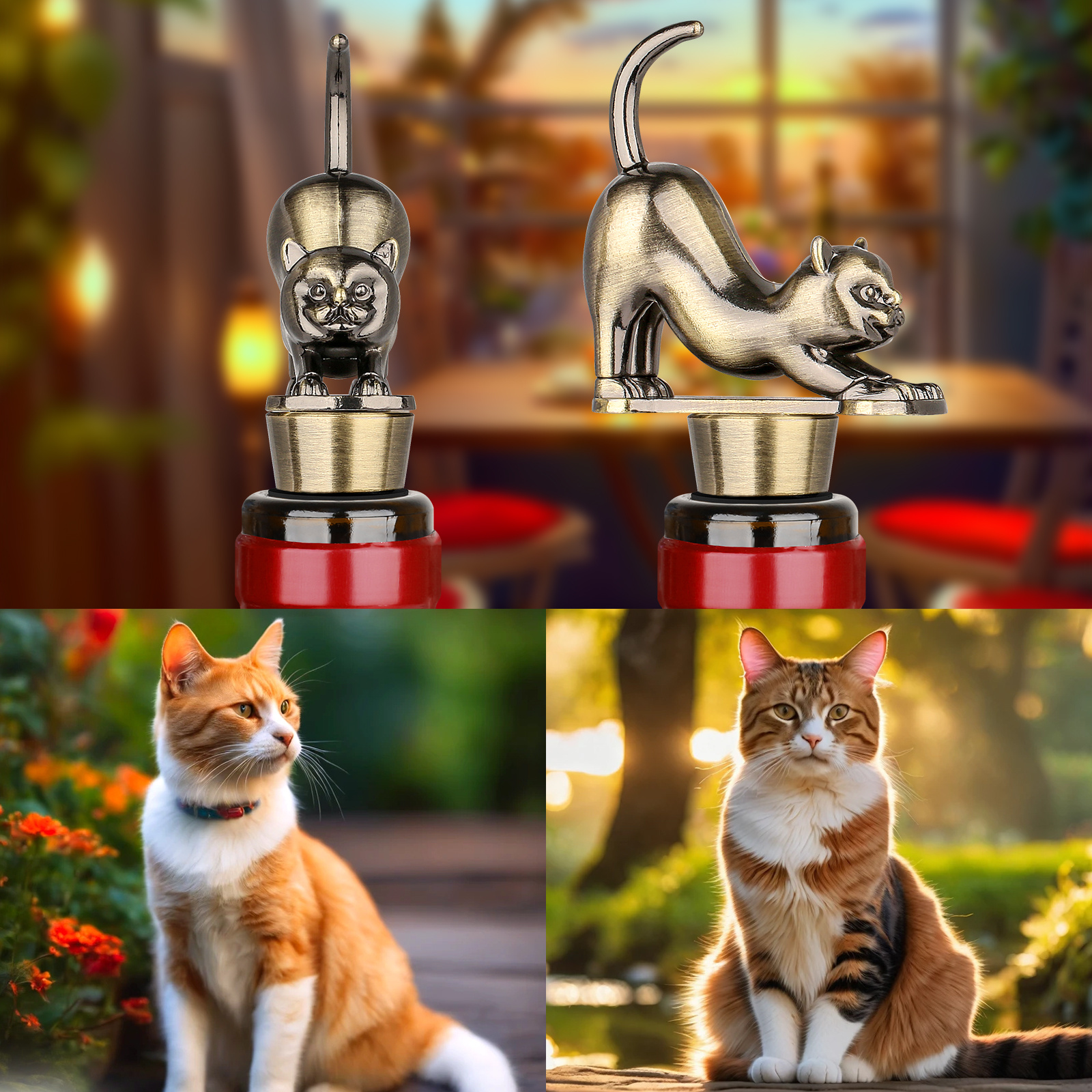 Elegant Upturned Cat Shaped Red Wine Stopper Set With Metallic Luster Bottle Stopper Gift Box, High-end Accessories For Wine Enthusiasts, A Must-have Set For Wine Collectors - Image 7